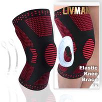 Elastingas L dydžio kelio sąnario įtvaras - stabilizatorius LIVMAN HX045 su patobulintu silikoninio gelio įdėklu kelio girneliui ir dvigubais spiraliniais spyruoklių laikikliais šoniniam stabilumui, j