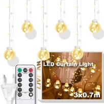 Elektros maitinamos apvalios formos skaidrios LED užuolaidų šviesos LIVMAN TY-103, 3x0,7 m, geltonos