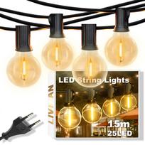 Į elektros tinklą jungiama LED lempučių girlianda LIVMAN VCT-CLC021 vidaus ir lauko patalpoms, 15 m, 25+2 LED, geltona
