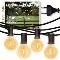 Į elektros tinklą jungiama LED lempučių girlianda LIVMAN VCT-CLC021 patalpoms ir lauko erdvėms, 15 m, 25+2 LED, geltona
