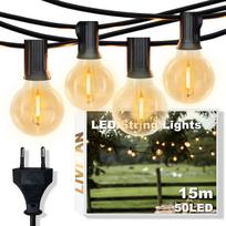 Į elektros tinklą jungiama LED lempučių girlianda LIVMAN VCT-CLC021 patalpoms ir laukui, 15 m, 50+2 LED, geltona