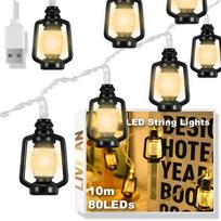 USB maitinama mini retro žibintų LED švieselių girlianda LIVMAN cxg002, 10 m, 80 LED, geltona