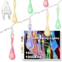 Elektros energija maitinama LED šviesos girlianda „LIVMAN cxg003“, lietaus lašų formos, 10 m, 100 LED, spalvota