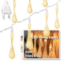 Elektros energija maitinama LED švieselių girlianda lietaus lašelių formos LIVMAN cxg003, 10 m, 100 LED, geltona