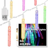 USB maitinama lietaus lašų formos LED švieselių girlianda LIVMAN cxg001, 6 m, 40 LED, spalvota