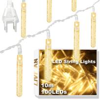 Elektriniu būdu maitinama lietaus lašų formos LED šviesos girlianda LIVMAN cxg001, 10 m, 100 LED, geltona
