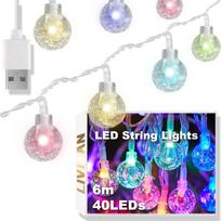 USB maitinama kristalo burbuliukų LED švieselių girlianda LIVMAN cxg004, 6 m, 40 LED, spalvota