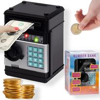Elektroninė taupyklė – seifas LIVMAN 88150 su automatiniu banknotų ir monetų įdėjimu, juoda