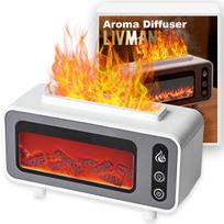 USB maitinamas vintažinio dizaino aromatų difuzorius – oro drėkintuvas LIVMAN LA0646 su 7 apšvietimo režimais ir 200 ml vandens bakeliu, baltas
