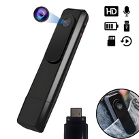 Nešiojama ir dėvima USB kamera bei balso įrašymo įrenginys LIVMAN T008 su 64GB atminties kortele, HD 1080P, 560 mAh, juoda
