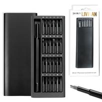 24in1 mini magnetinių antgalių atsuktuvų komplektas LIVMAN 8046 telefonams, kameroms, laikrodžiams, asmeniniams kompiuteriams ir kitiems smulkiems elektroniniams bei elektriniams prietaisams, pilkas