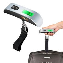 Nešiojamos elektroninės svarstyklės LIVMAN SF-2012 su LCD skaitmeniniu ekranu temperatūrai nuskaityti ir svoriui nustatyti iki 50 kg, pilkos