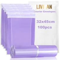Plastikiniai lipnūs kurjerio vokai – maišeliai LIVMAN HY-12, 32x45 cm, 100 vnt. pakuotėje, violetiniai