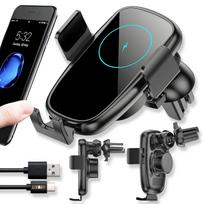 Telefono laikiklis LIVMAN HSX5 su išmaniuoju Qi 15 W belaidžio įkrovimo funkcija – tvirtinamas prie automobilio salono ventiliacijos grotelių, su pilnu 360° sukimu ir indukciniu automatiniu trikampiu 