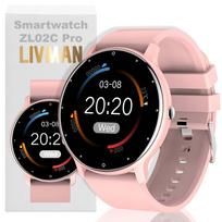 Rožinis išmanusis laikrodis LIVMAN ZL02C Pro su sveikatos ir fitneso stebėjimo funkcijomis, 1,28 colio (3,25 cm) TFT jutikliniu ekranu, įvairiais sporto režimais ir valdymu per Da Fit programėlę