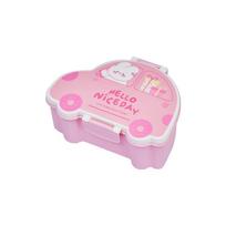 Cute Bento Lunch Box School Heater Portable Plastic Lunch Container For Kids Girls Bread Sandwich Food Warmer Compartments beige