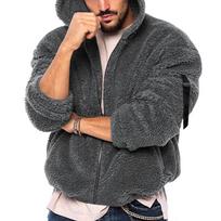2023 Men's Double-Sided Arctic Fleece Hooded Zip-Up Winter Jacket L tamsiai pilka spalva