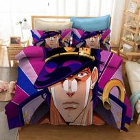 JoJo Bizarre Adventure Jotaro Kujo Bedding Set Boys Girls Twin Queen Size Duvet Cover Pillowcase Bed Kids Adult US Twin(172x218cm) black