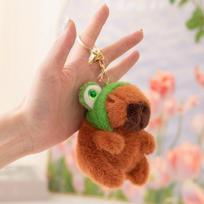 Cartoon Capibara Capybara Doll Plush Toy Hamburger Capybara Panda Small Pendant Bag Keychain 25cm/0.1kg beige