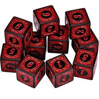 10PCS/Set Acrylic Dice Set D6 Carved Pattern Polyhedron Dice 6-sides Game Dice for RPG Dungeons and Dragons Board Game 10PCS green
