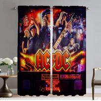 Kitchen Curtains Child Room Rock-ACDC Window Curtain for Room 2 Panel Halloween Decoration Partition Tulle for Bedroom Shades W50xH70cmx2pcs-CL