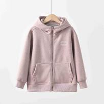 Kids' Winter Fleece Zipper Jacket with Plus Velvet Hood and Korean Sporty Style 150 gray