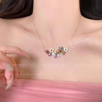 Dopamine Colored Flower Necklace - Elegant Collar Chain for Women, A Luxurious and Fashionable Accessory beige