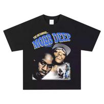 Mobb Deep TShirt Unisex East Coast Hardcore Rap Crew Neck Oversized Pure Cotton High Street Fashion Tops For Men Women S gray