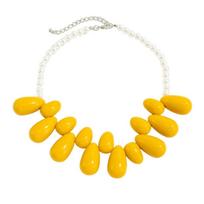 Stylish Waterdrop Acrylic Necklace Adjustable Chain Design Multiple Color Option Women Jewelry Essential Neckwear white