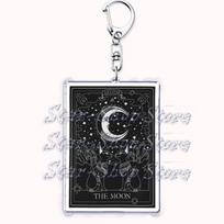 Popular Culture Halloween Tarot Card Keychains for Accessories Moon Luna Death Keyring Jewelry Fans Lovers Friends Reader Gifts black