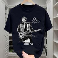 Johnny Hallyday Camiseta Famous France Rock Music Fan Gifts Camisa Classique Classic T-Shirt  Pure Cotton Crewneck Printed Tee S