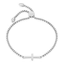 European & American Style Adjustable Titanium Steel Cross Bracelet for Women - Available in Three Colors, Laser Engraving Option