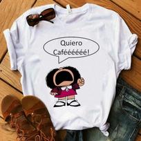 PAZ Mafalda Or QUIERO Cafe Printed unisex New Cotton T-Shirts Harajuku Female T-Shirts Clothing Camisas Mujer Girls Top Tee 5XL įvairiaspalvis