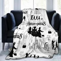 Hocus Pocus Halloween Throw Blanket Soft Flannel Sanderson Sisters Plush Couch Sofa Bed Home Decor Gift 130cm x 150cm gray