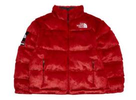 Supreme The North Face dirbtinio kailio Nuptse striukė raudona M red