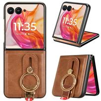 For Motorola Razr 70 Ultra Wristband Stand Leather Case For MOTO Razr Ultra 2026 Razr+ Crossbody Lanyard Shockproof Back Cover Moto Razr 70 Ultra pink
