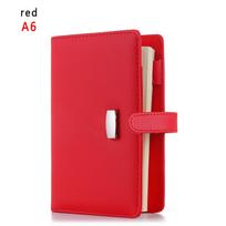 New Journal Ring Binder Leather Card Organizer Notebook Daily Planner File Folder Notepad A7 raudona