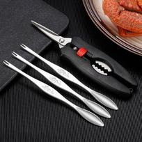 Set Crab Peeler Peel Shrimp Lobster Clip Kitchen Gadgets Seafood Tool Crab Crackers Crab Tool Set 1 white
