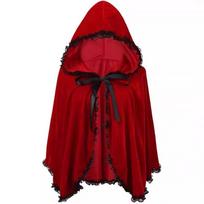 Vintage Overcoats Lace-up Cosplay Costume Creative Gift Halloween Hooded Cloak Wine Red 1 black