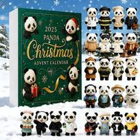 Panda Christmas Advent Calendar, 24pcs Cute Panda Figurines, Different Occupations &, Countdown Calendar, Gift for Panda Lovers, 26cm