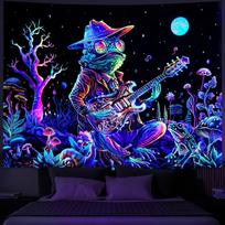 Bohemian Psychedelic Forest Tapestry Wall Hanging Rock Band Mushroom Art Decor for Bedroom Living Room 100X70CM