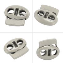 30pcs 17.5x15.5mm Size Spring Cord Locks Double Hole Drawstring Stoppers  For Drawstrings šviesiai pilka spalva