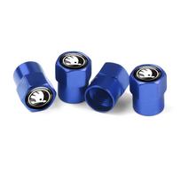 4pcs Car Wheel Tire Valve Caps Stem Case For Skoda Octavia Fabia Rapid Yeti Superb Kamiq S Kodiaq Roomster Scala Auto Accessorie flzk64 blue