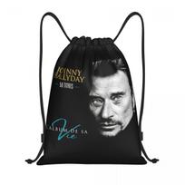 Custom Johnny Hallyday French Rock Singer Drawstring Bags Men Women Lightweight Sports Gym Storage Backpack One Size
