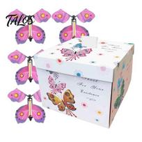Easy Assembly Gift Box Butterfly Explosion Box, DIY Surprise Exploding Present Holder with 4 Interactive for Party Celebrations Flying Butterflies D black