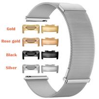 Milanese Band Fit for FITBIT Charge 5/6 Magnetic Buckle Design Strap Suitable for FITBIT Charge5 Charge6 Watchband Connector-Silver&Charge 5 6