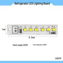 12V Refrigerator LED Light Strip - 6500K, 6 Lights