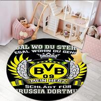 1 vnt. apvalus kilimas Bvb futbolo kamuolio dizainas Spausdintas apvalus kilimas, Kilimas namų biurui, Apvalus kėdės kilimėlis, Dekoratyvinis kilimas Gerbėjų dovanos Kalėdinė dovana Diameter 60cm