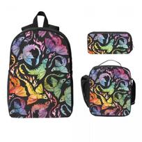 Dragon Fire Dark Rainb Backpack Student BookBag School Bag Computer Shoulder Bags 3ps Insulated Lunch Bag Pencil Case One Size
