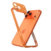 Itin plonas aliuminio rėmelis Metalinis buferio dėklas IPhone 17 Pro Max Air 16 15 14 13 12 Pro Max su objektyvo apsauga aluminum&Case & Camera Protector&iPhone Air oranžinė